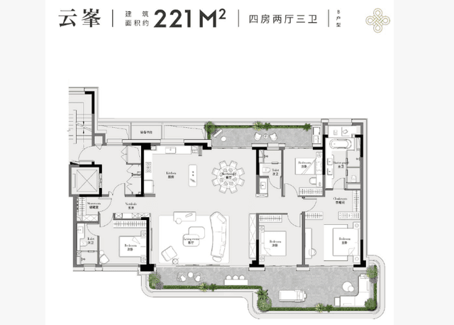 4室2厅3卫户型图