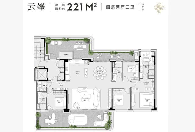 4室2厅3卫户型图