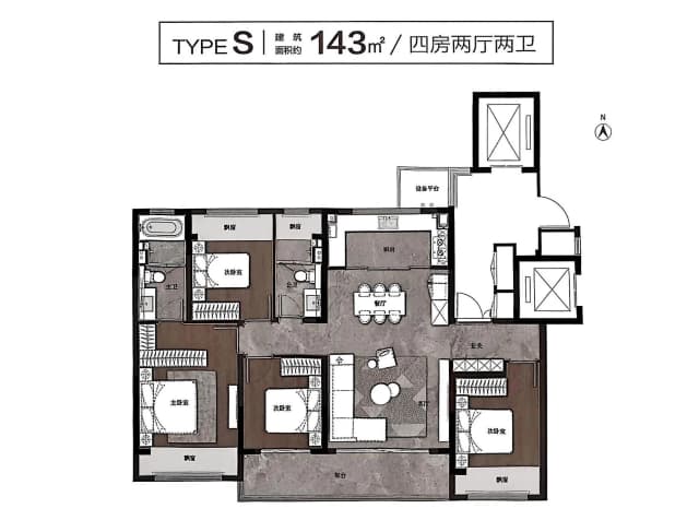 4室2厅2卫户型图