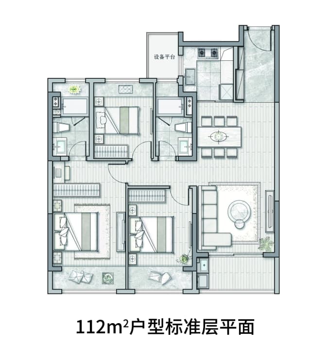 3室2厅2卫户型图
