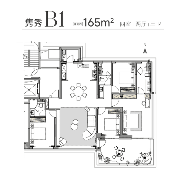 4室2厅3卫户型图