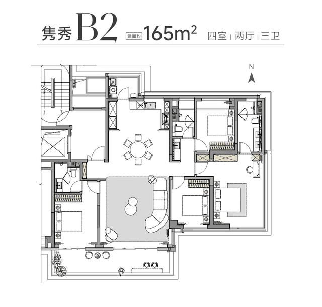4室2厅3卫户型图