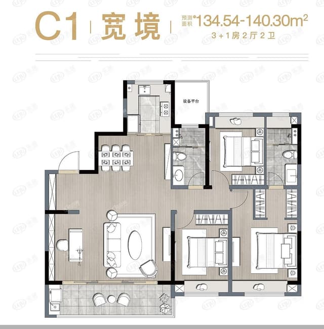 4室2厅2卫户型图