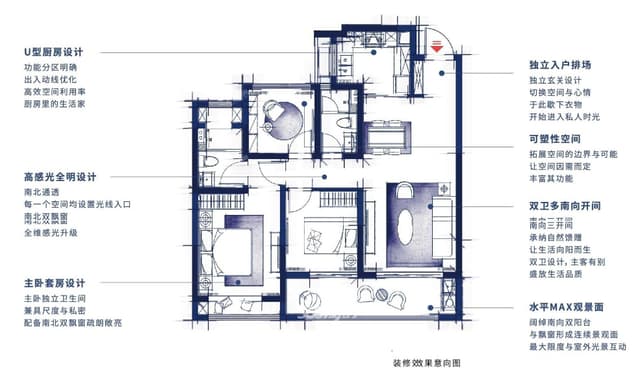 3室2厅2卫户型图