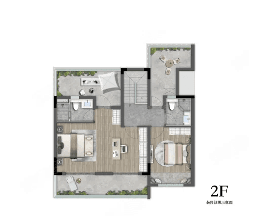 2室1厅2卫户型图