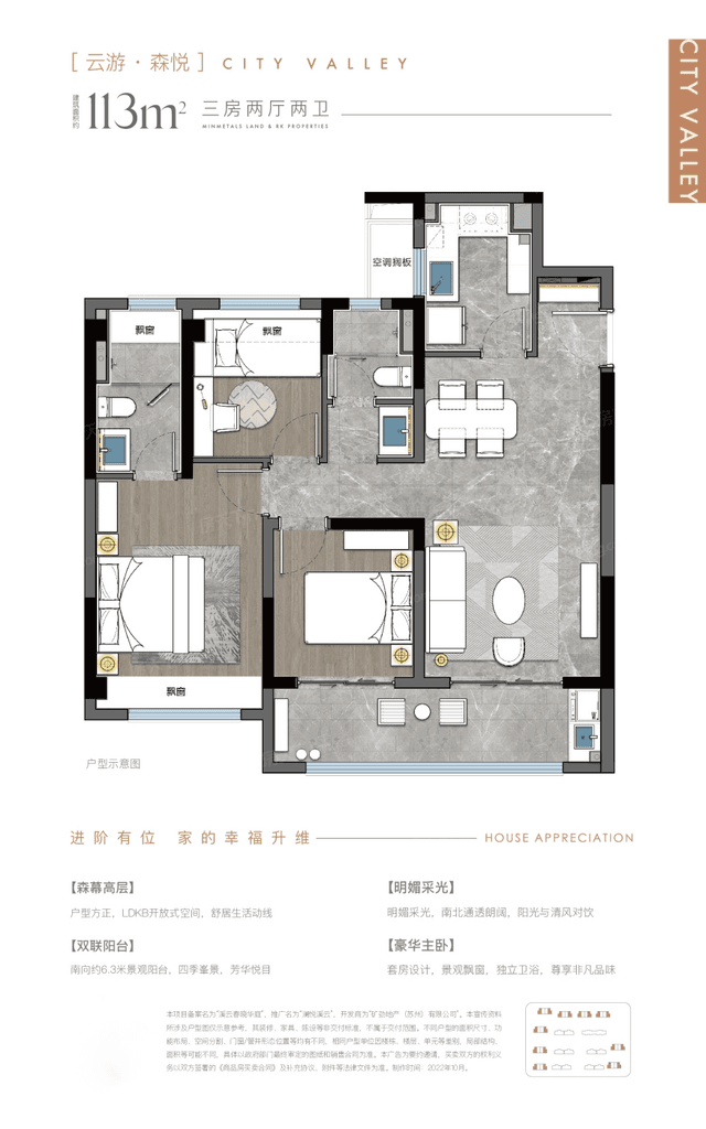 3室2厅2卫户型图