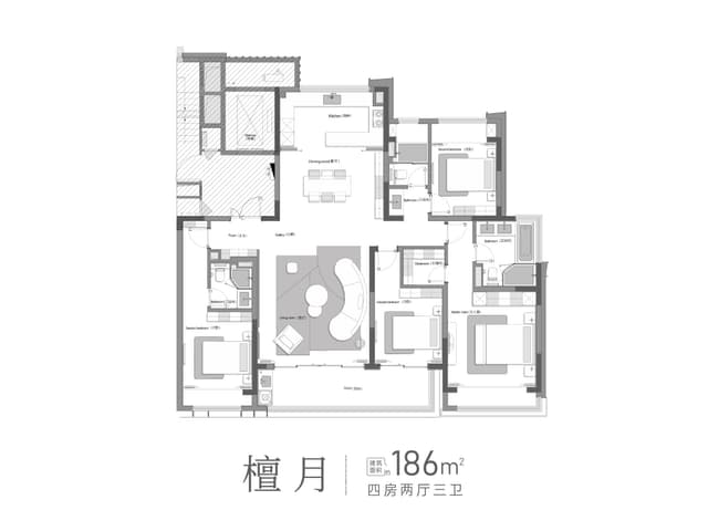 4室2厅3卫户型图