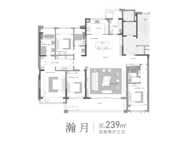 4室2厅3卫户型图