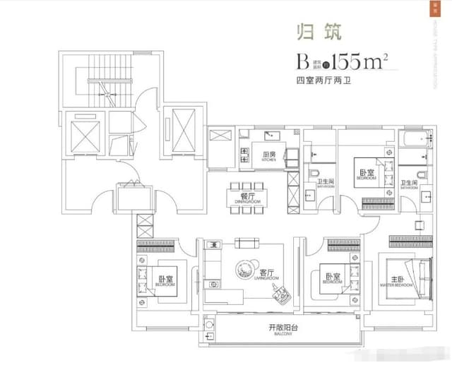 4室2厅2卫户型图