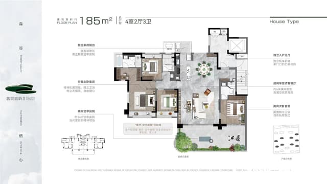 4室2厅3卫户型图